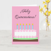 Happy Quinceañera auf Spanisch: Pink Blank Karte (Gelbe Blume)