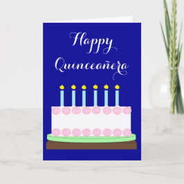 Happy Quinceañera: Dunkelblau Leere Karte