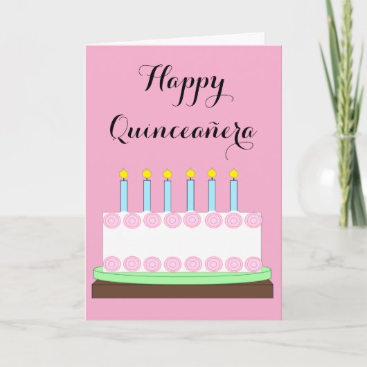 Happy Quinceañera: Rosa Karte (Vorderseite)