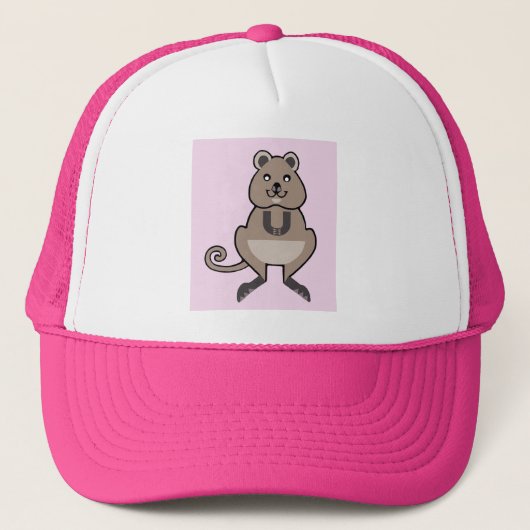 Happy QUOKKA - Tierfreund - Australien - Rosa Truckerkappe (Vorderseite)