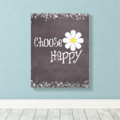Happy Quote mit Daisy Leinwanddruck (Insitu (Holzboden))