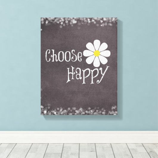 Happy Quote mit Daisy Leinwanddruck (Insitu (Holzboden))