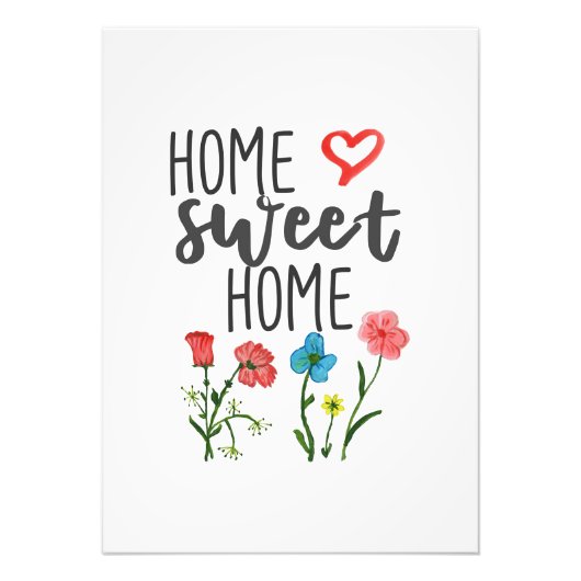Happy Quote Zuhause Sweet Zuhause Blume Fotodruck (Vorne)