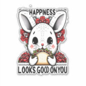 Happy Rabbit Glück steht dir gut Aufkleber (Vorderseite)