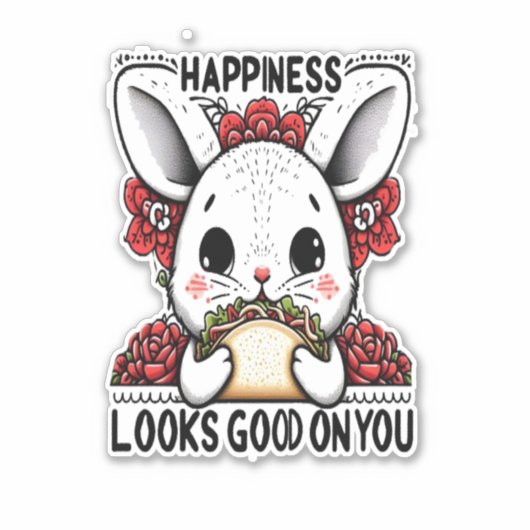 Happy Rabbit Glück steht dir gut Aufkleber (Vorderseite)