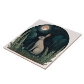 Happy Rabbit im Mondschein Fliese (Seite)