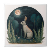 Happy Rabbit im Mondschein Fliese (Vorderseite)