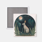 Happy Rabbit im Mondschein Magnet (Vorderseite/Rückseite)