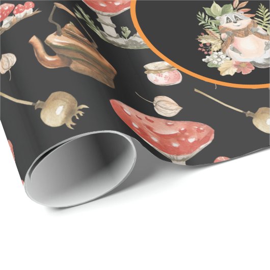 Happy Raccoon Anpassen von Text und Farbe Geschenkpapier (Rolleneckpunkt)