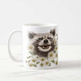 Happy raccoon in daisis kaffeetasse