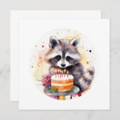 Happy Raccoon mit Geburtstagskuchen (Vorne/Hinten)