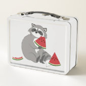 Happy raccoon mit Wassermelone Metall Brotdose (Rückseite)