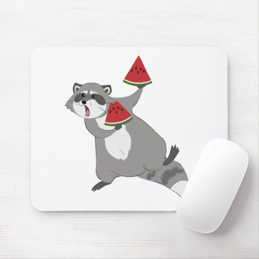 Happy raccoon mit Wassermelone Mousepad (Mit Mouse)