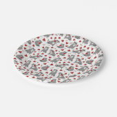 Happy raccoon mit Wassermelone Pappteller (Schrägansicht)