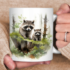 Happy Raccoons Woodland Scene Kaffeetasse