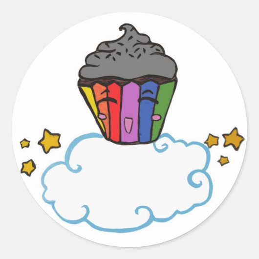 Happy Rainbow Cupcake Runder Aufkleber (Vorderseite)