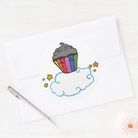 Happy Rainbow Cupcake Runder Aufkleber (Umschlag)