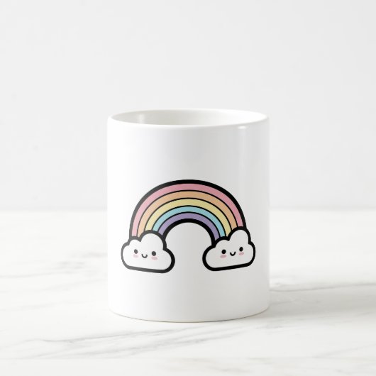 Happy Rainbow – Cute Kawaii Illustration Kaffeetasse (Mittel)