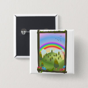 Happy Rainbow Landscape Button