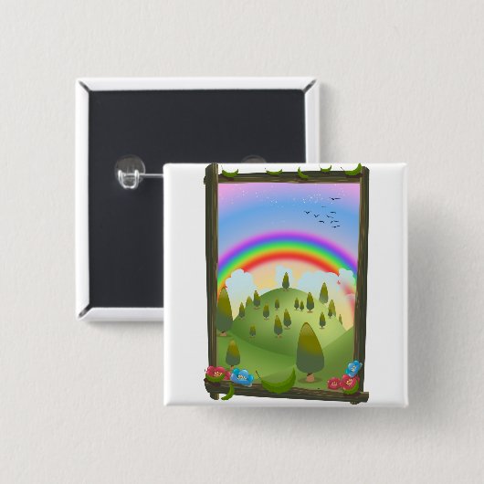Happy Rainbow Landscape Button (Vorne & Hinten)