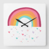 Happy Rainbow Magic Quadratische Wanduhr (Vorderseite)