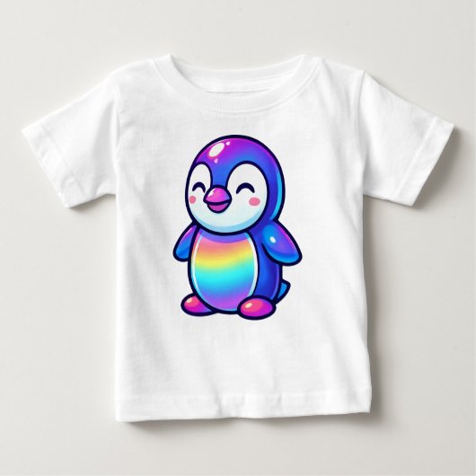 Happy Rainbow Penguin Baby T-shirt (Vorderseite)
