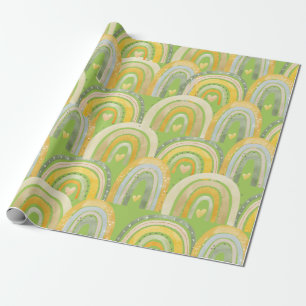 Happy Rainbows Herts Gelber Grüner Jeden Anlaß Geschenkpapier