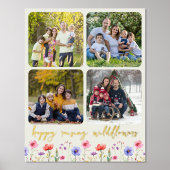 Happy Raising Wildblumen 4 Foto Collage Gold Foliendrucke (Vorderseite)