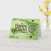 Happy Rakhi, Raksha Bandhan, grün Karte (Gelbe Blume)