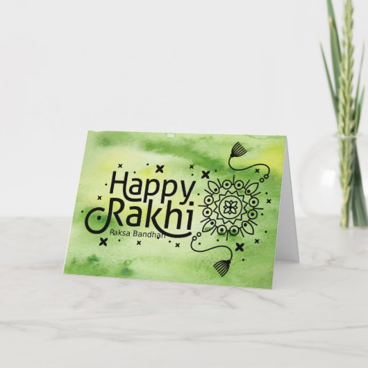 Happy Rakhi, Raksha Bandhan, grün Karte (Vorderseite)