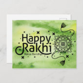 Happy Rakhi, Raksha Bandhan, grün Postkarte (Vorne/Hinten)