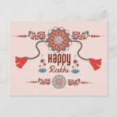 Happy Rakhi, Raksha Bandhan, staubige rosa, rote F Postkarte (Vorderseite)