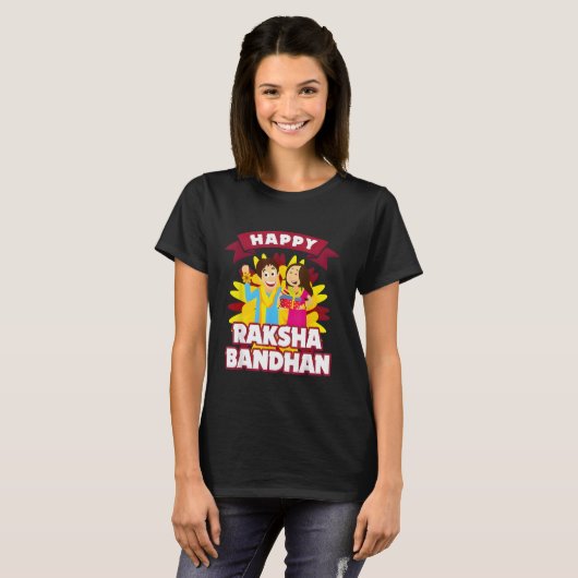 Happy Raksha Bandhan Brother und Sister Rakhi Gesc T-Shirt (Vorne ganz)