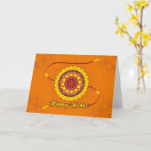 Happy Raksha Bandhan, orange, gelb Armband Karte (Gelbe Blume)