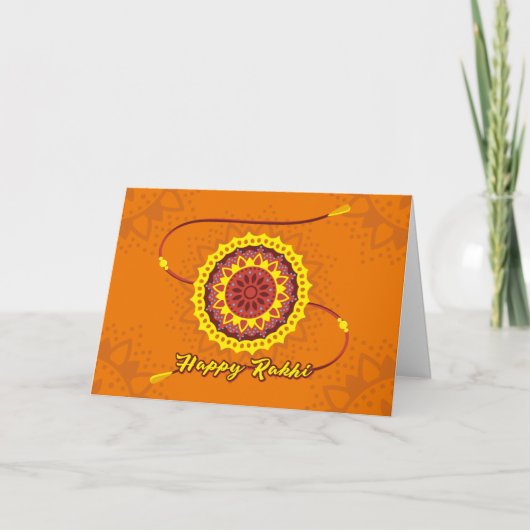 Happy Raksha Bandhan, orange, gelb Armband Karte (Vorderseite)