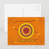Happy Raksha Bandhan, orange, gelb Armband Postkarte (Vorne/Hinten)