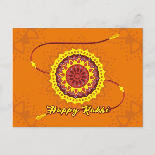 Happy Raksha Bandhan, orange, gelb Armband Postkarte (Vorderseite)