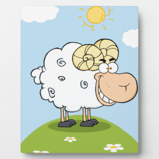Happy Ram Cartoon Mascot Fotoplatte