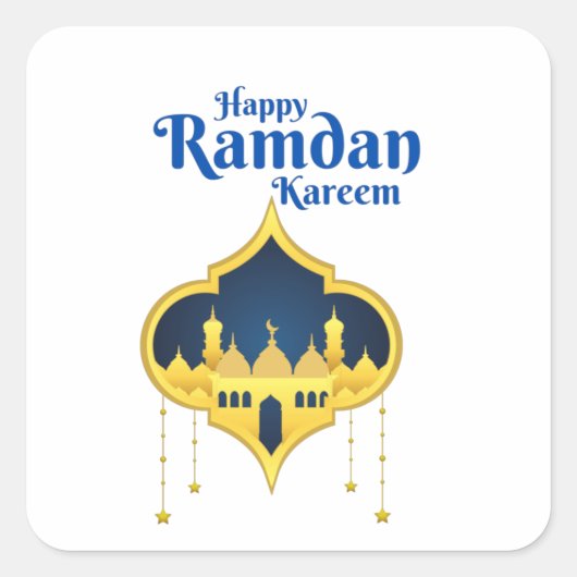 Happy Ramadan Kareem 2022 Quadratischer Aufkleber (Vorderseite)