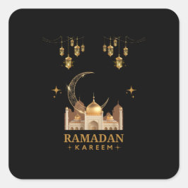 Happy Ramadan Kareem - Eid Mubarak Grüße Quadratischer Aufkleber