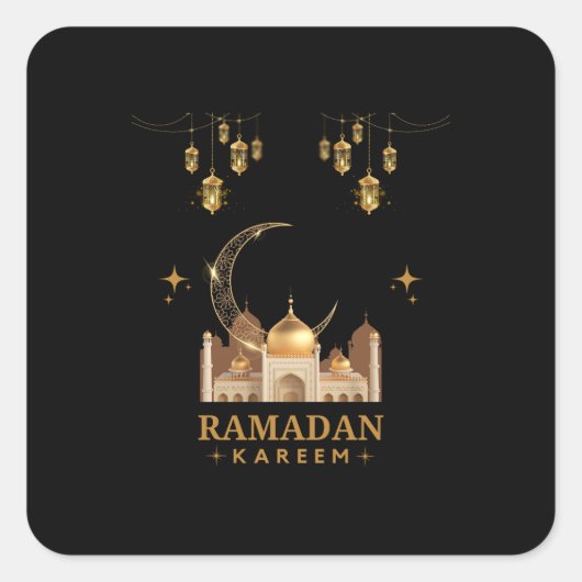 Happy Ramadan Kareem - Eid Mubarak Grüße Quadratischer Aufkleber (Vorderseite)