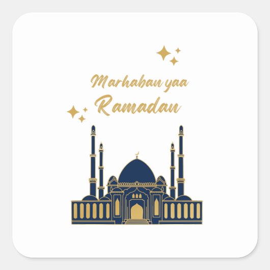 Happy Ramadan Kareem - Eid Mubarak Quotes Quadratischer Aufkleber (Vorderseite)