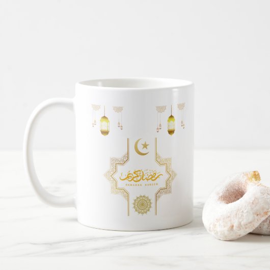 Happy Ramadan Kareem - Eid Mubarak wünscht Urlaub Kaffeetasse (Mit Donut)