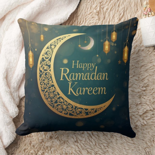Happy Ramadan Kareem Moon & Lantern Pillow Kissen (Decke)