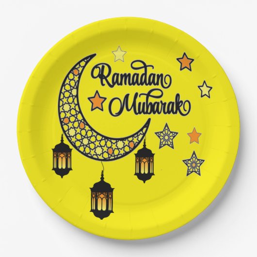 Happy Ramadan Mubarak Kareem Crescent Laterne Pappteller (Vorderseite)