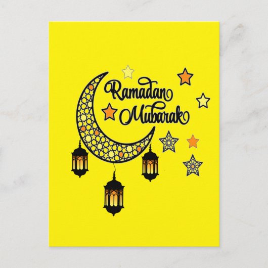 Happy Ramadan Mubarak Kareem Crescent Laterne Postkarte (Vorderseite)