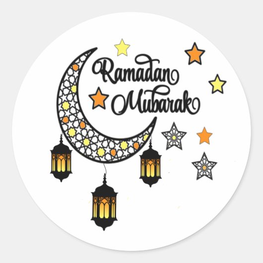 Happy Ramadan Mubarak Kareem Crescent Laterne Runder Aufkleber (Vorderseite)