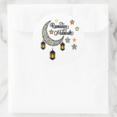 Happy Ramadan Mubarak Kareem Crescent Laterne Runder Aufkleber (Tasche)