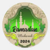 Happy Ramadan Mubarak Kareem personalisiert 2024 Runder Aufkleber (Vorderseite)