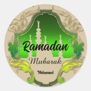 Happy Ramadan Mubarak Kareem personalisiert Runder Aufkleber
